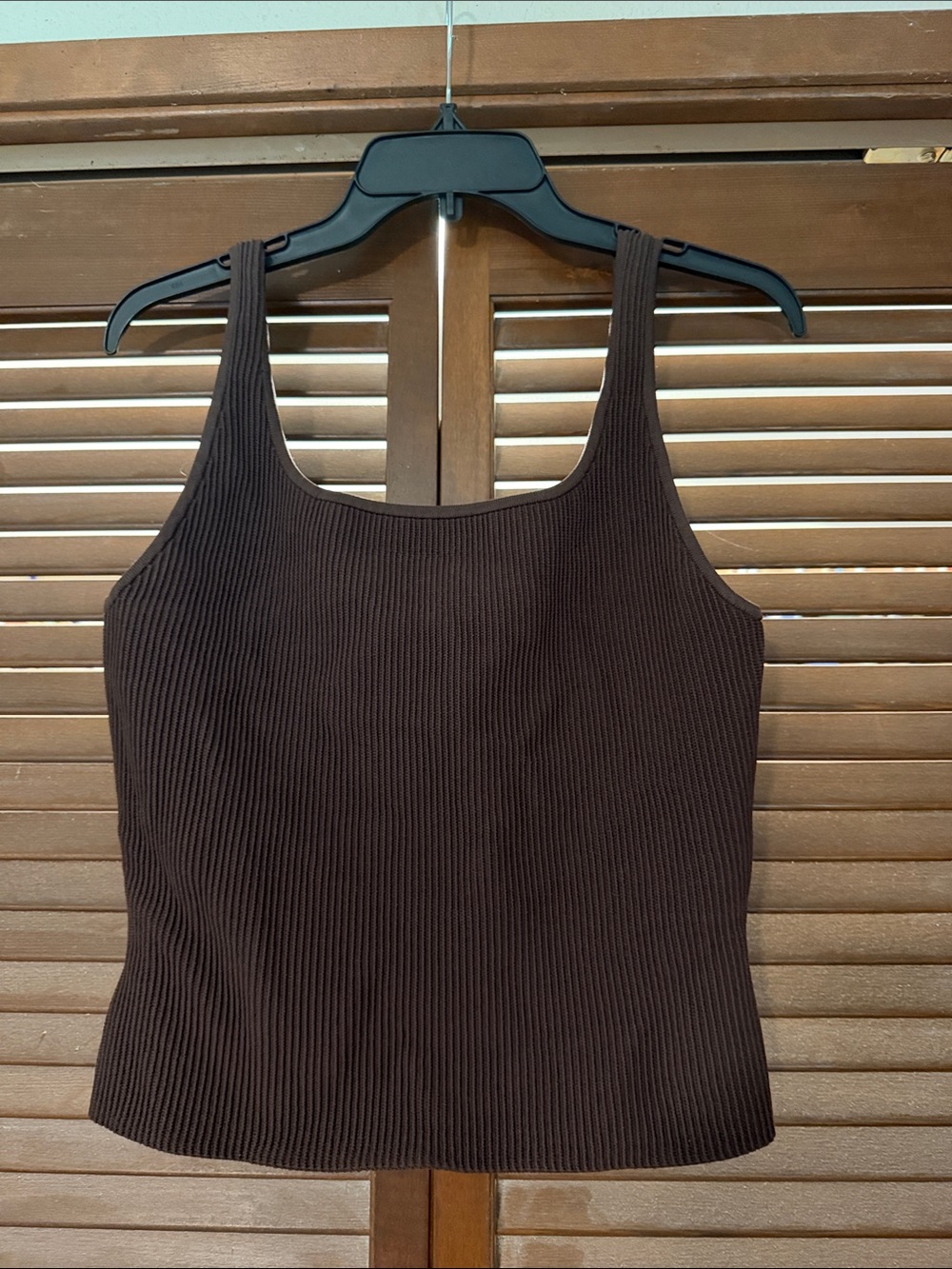Babaton Ribbed Brown Crop Tank Top